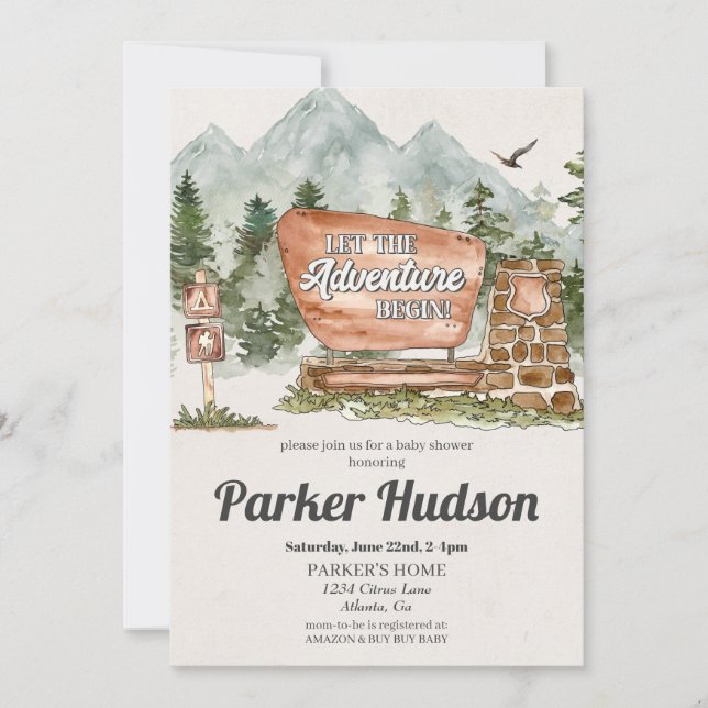 National Park Outdoor baby shower invite (Front)
