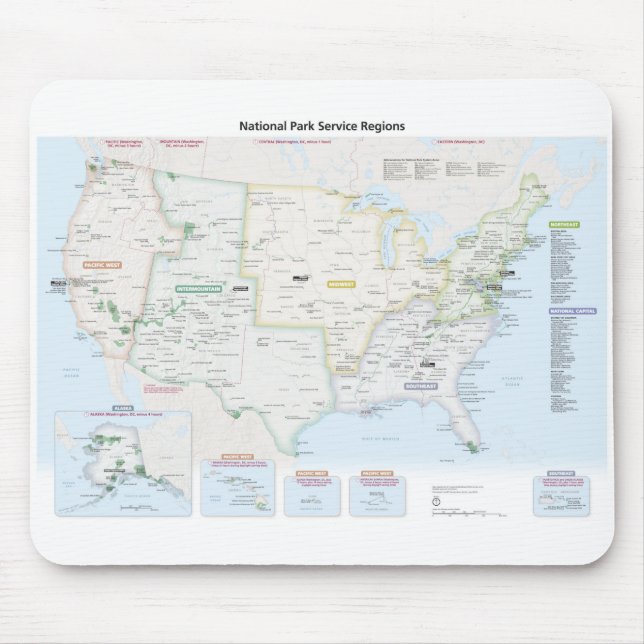 National Park Service Region Map Mouse Pad (Front)