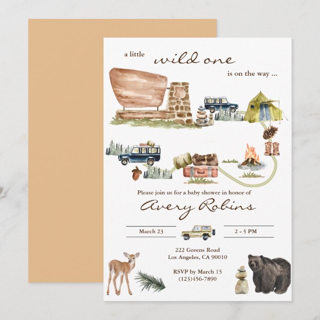 National Park Theme Invitation Baby shower (Front/Back)