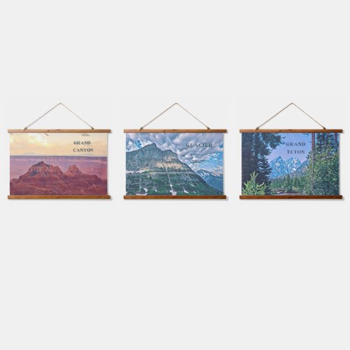 National Park Wood Topped Wall Tapestry Trio