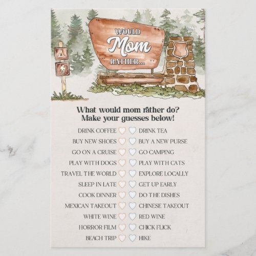 national park would mom rather baby shower game 