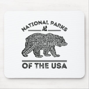 National Parks Bear Hiking Travel Camping Outdoors Mouse Pad