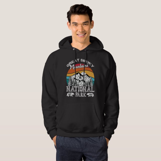 National Parks Great Smoky Mountains Vintage Retro Hoodie (Front Full)
