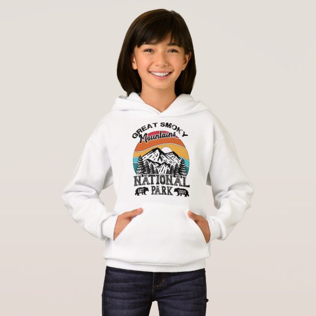 National Parks Great Smoky Mountains Vintage Retro Hoodie (Front Full)