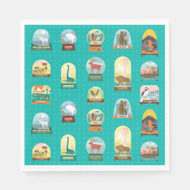 National Parks in Teal Napkins (Front)