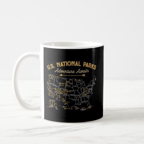 National Parks Map Camping Hiking Coffee Mug