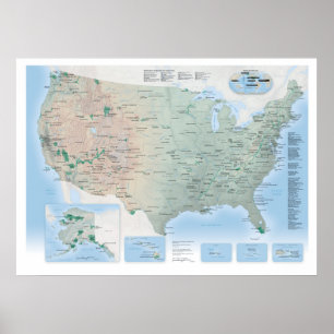 National Parks Map Poster USA