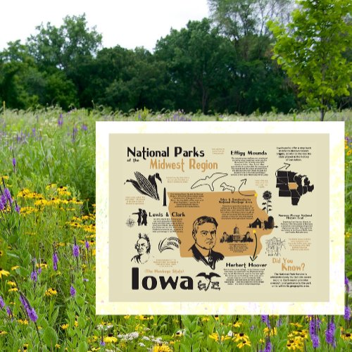 National Parks of Iowa Map Postcard