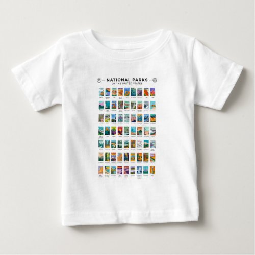 National Parks of The United States List Vintage Baby T_Shirt