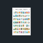 National Parks of The United States List Vintage Canvas Print<br><div class="desc">A display for all 63 National Parks in the United States featuring unique illustrations. Visit them all!</div>