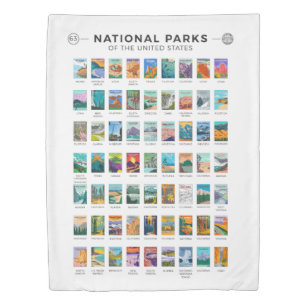 National Parks of The United States List Vintage  Duvet Cover