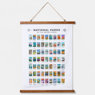 National Parks of The United States List Vintage Hanging Tapestry