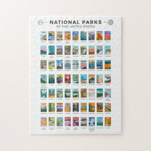 National Parks of The United States List Vintage Jigsaw Puzzle