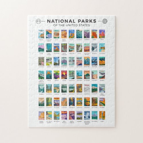 National Parks of The United States List Vintage Jigsaw Puzzle