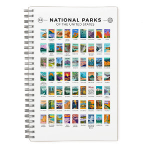 National Parks of The United States List Vintage Notebook