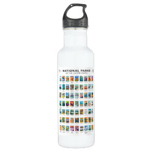 National Parks of The United States List Vintage Stainless Steel Water Bottle