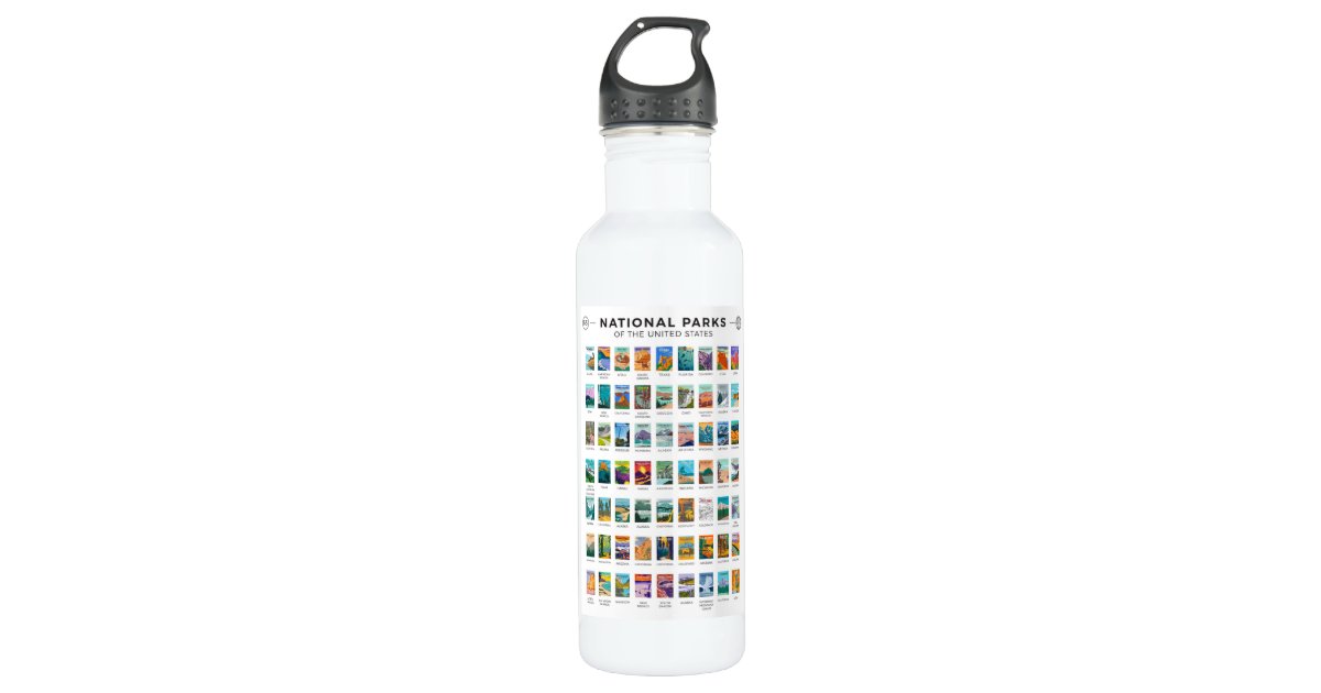 Redwood National & State Parks Map 24oz Water Bottle - Green