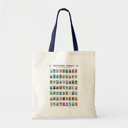 National Parks of The United States List Vintage Tote Bag