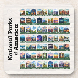 National Parks of the United States of America USA Beverage Coaster