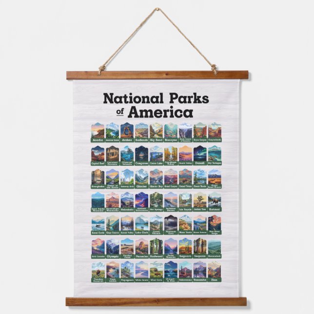 National Parks of the United States of America USA Hanging Tapestry (Front)