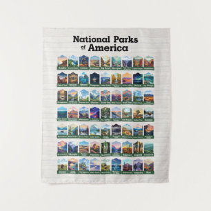 National Parks of the United States of America USA Tapestry