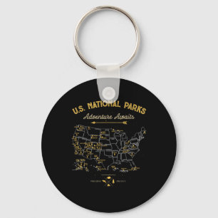 National Parks T Shirt Map Camping Women Men Hikin Keychain