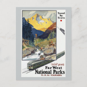National Parks Travel by Train Postcard
