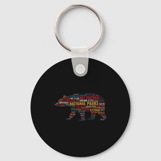 National Parks Usa Bear Hiking Camng Adventure Gif Keychain (Front)