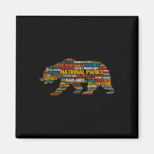 National Parks Usa List Word Cloud Bear Camping An Magnet