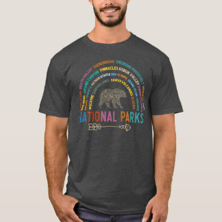 National Parks USA List Word Cloud Bear Camping gi T-Shirt