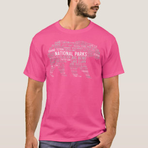 National Parks Usa List Word Cloud Bear Camping  H T-Shirt