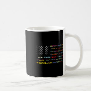 National Parks Usa List Word Cloud Us Flag Camping Coffee Mug