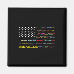 National Parks Usa List Word Cloud Us Flag Camping Magnet
