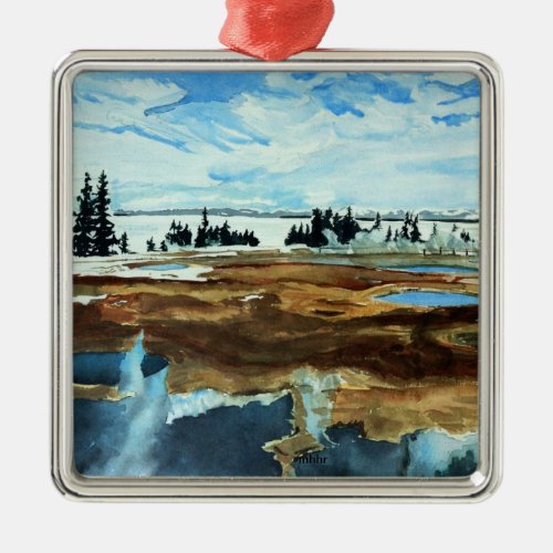 National Parks Yellowstone Lake in Winter Metal Ornament