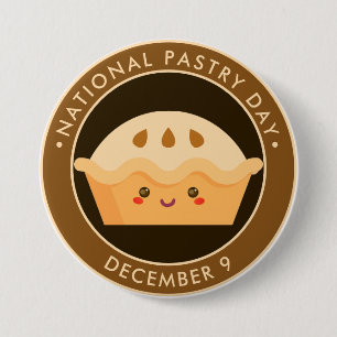 National Pastry Day, kawaii happy pie Button