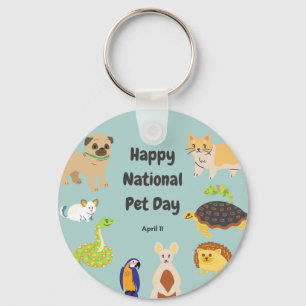 National Pet Day April 11 Keychain