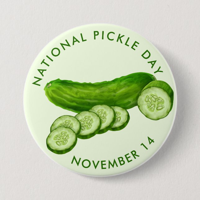 National Pickle Day, watercolor pickles Button (Front)