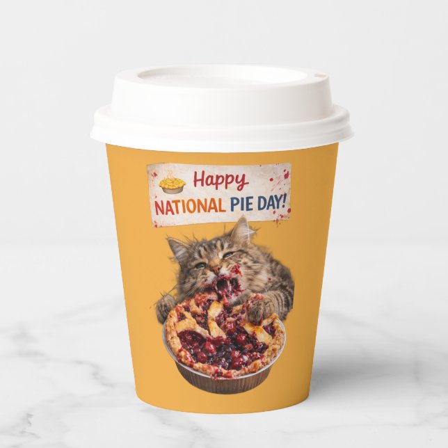 National Pie Day Cat Paper Cups (Front)