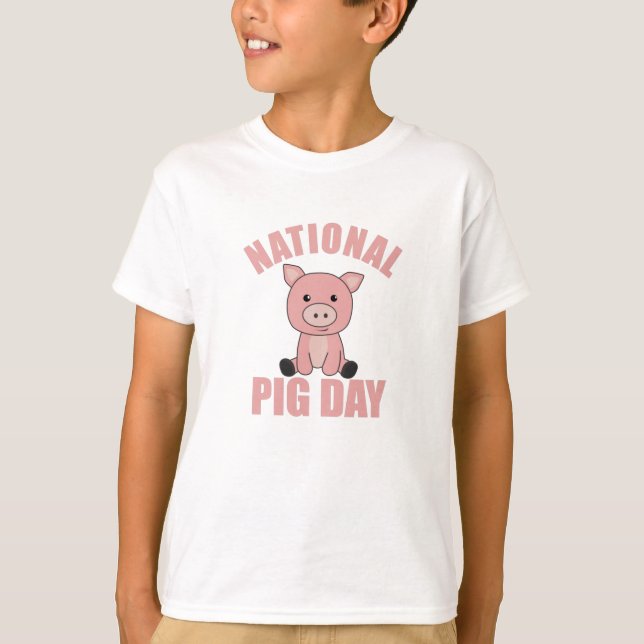 National Pig Day Cute Pig For Pig Day T-Shirt (Front)