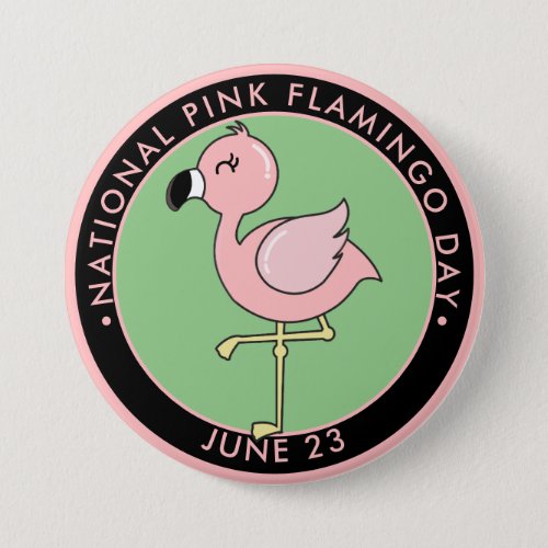 National Pink Flamingo Day cute cartoon flamingo Button
