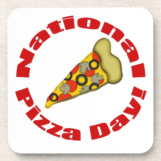 National Pizza Day! Beverage Coaster (Front)