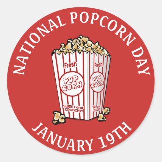 National Popcorn Day January 19th Stickers