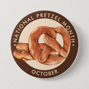 National Pretzel Month, October, soft pretzel Button