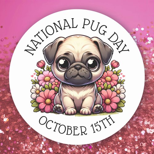 National Pug Day October 15th Classic Round Sticker