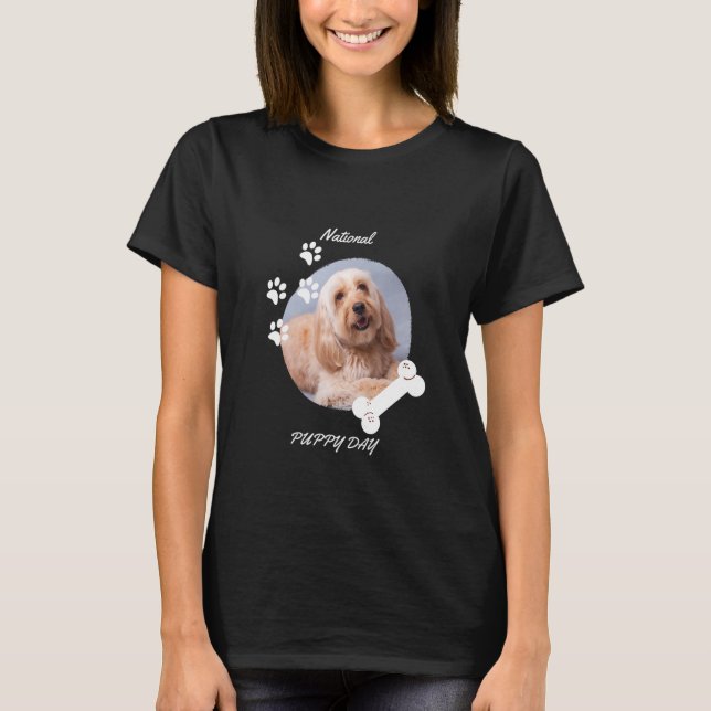 National Puppy Day Birthday Black Man Women Boys T-Shirt (Front)