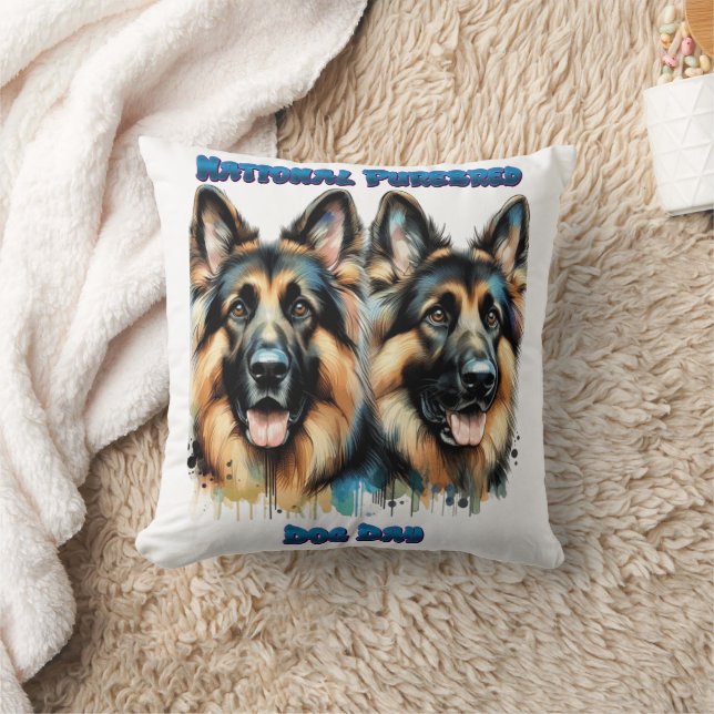 National Purebred Dog Day Celebration Art Throw Pillow (Blanket)