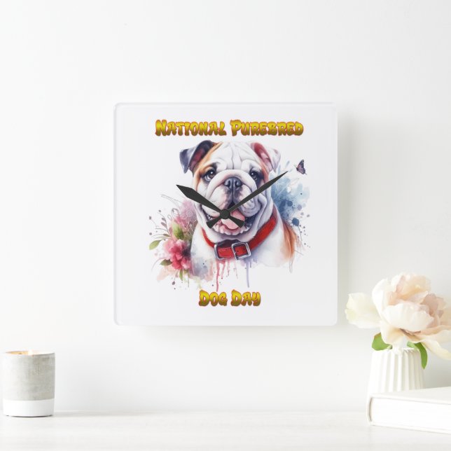 National Purebred Dog Day Celebration Artwork Square Wall Clock (Home)