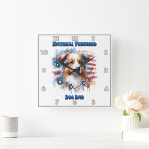 National Purebred Dog Day Celebration Artwork Square Wall Clock
