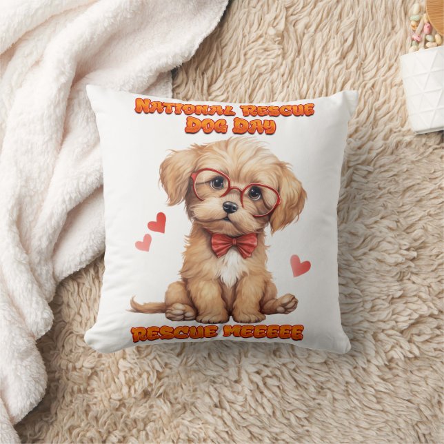 National Purebred Dog Day Celebration Artwork Throw Pillow (Blanket)