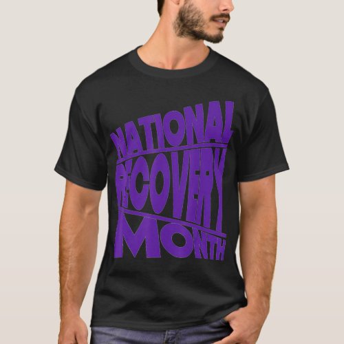 National Recovery Month Purple Typography Design  T_Shirt